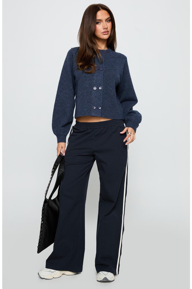 Kammi Double Button Crop Cardigan, Alternate, color, NAVY