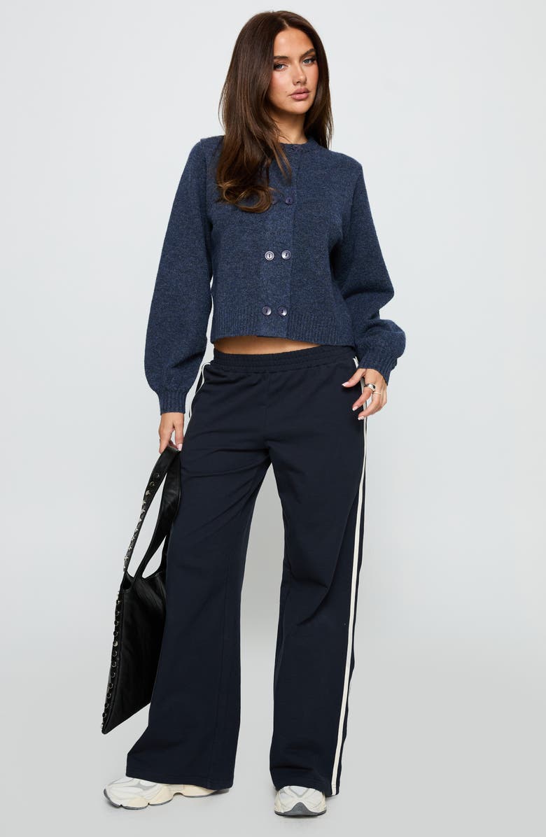 Princess Polly Kammi Double Button Crop Cardigan, Alternate, color, Navy