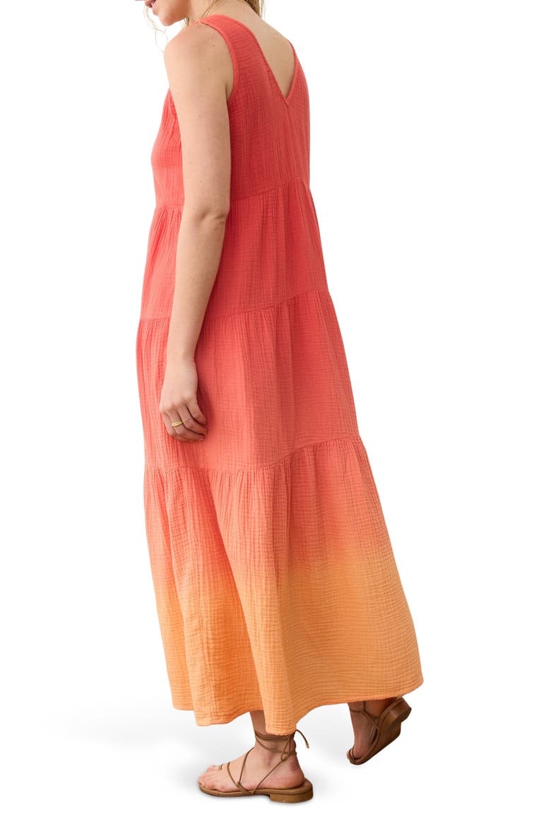 Corinne Sleeveless Double Cloth Cotton Maxi Dress, Alternate, color, HIBISCUS