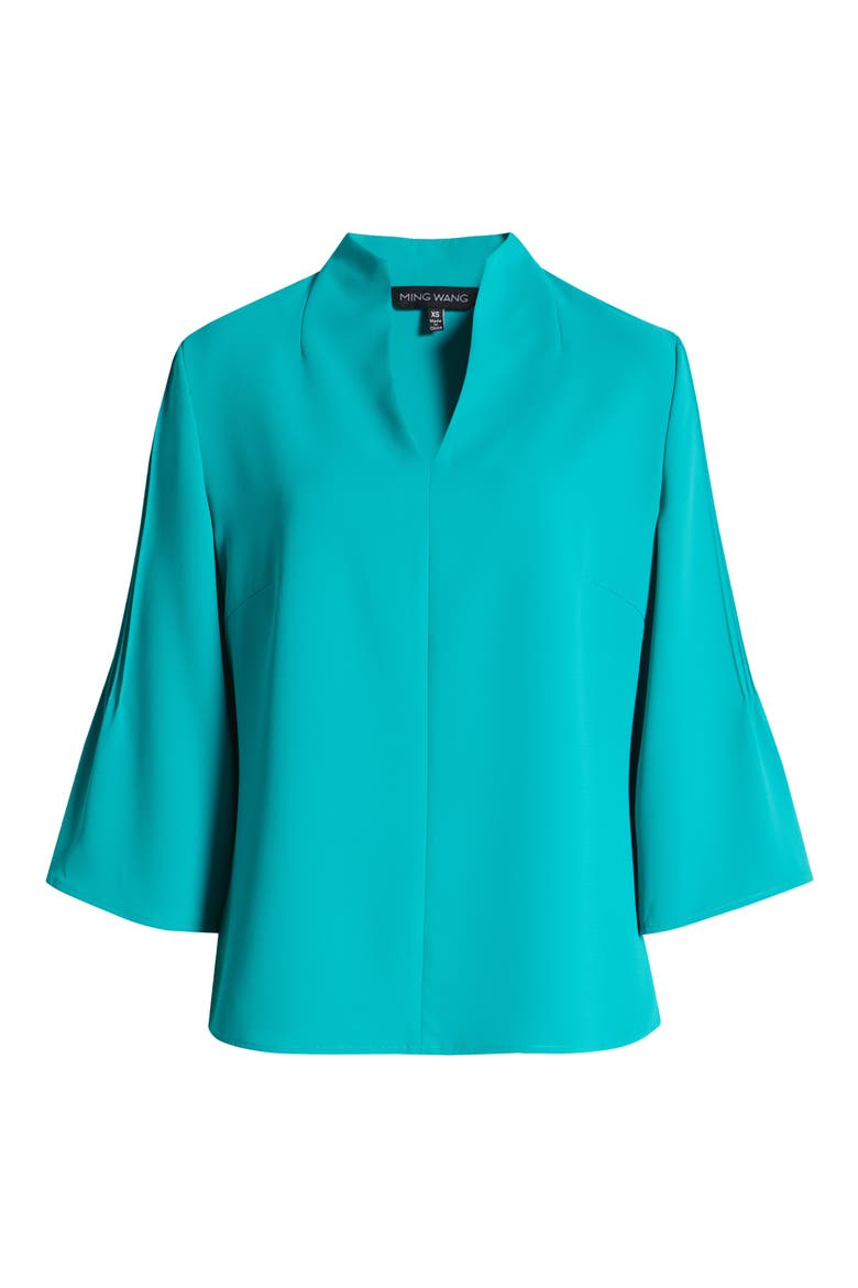 Raised Seam Bell Sleeve Top, Alternate, color, EMERALD AWE