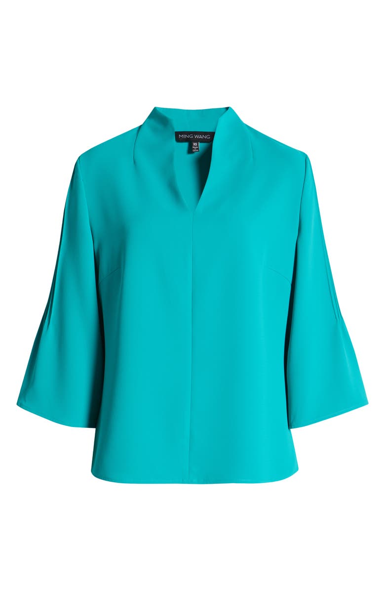 Ming Wang Raised Seam Bell Sleeve Top, Alternate, color, Emerald Awe