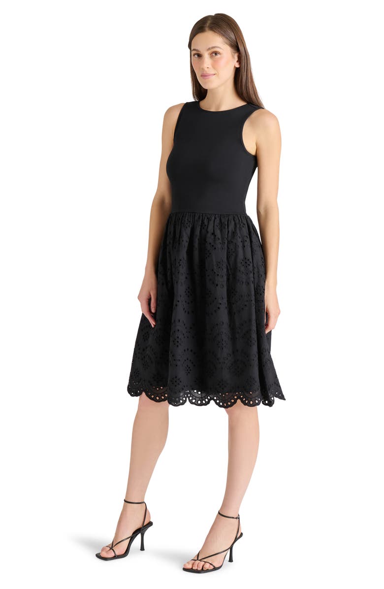 Steve Madden Julian Mixed Media Cotton Dress, Alternate, color, 