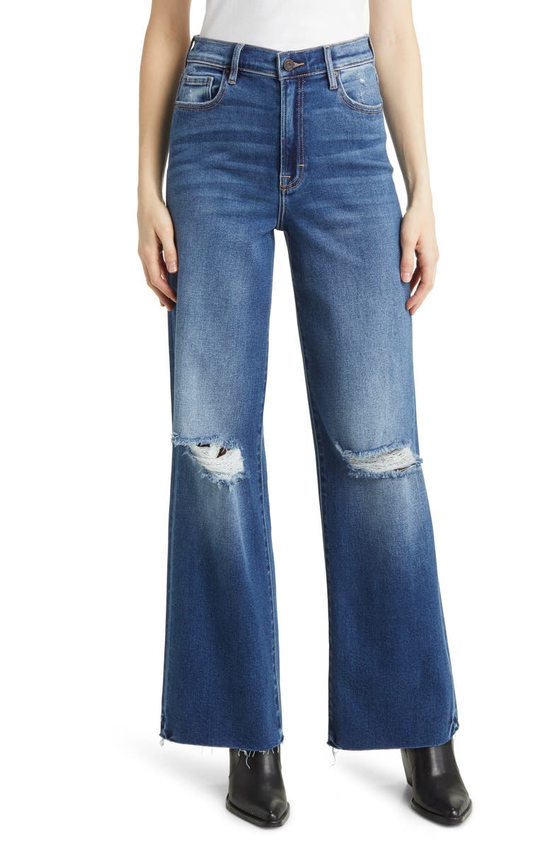 HIDDEN JEANS Ripped Straight Leg Dad Jeans, Main, color, Dark Wash