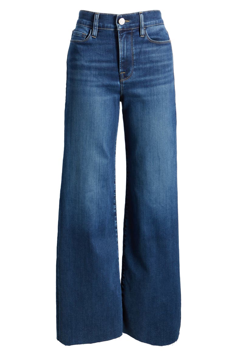 Le Slim Palazzo Raw Hem High Waist Wide Leg Jeans, Alternate, color, LUPINE