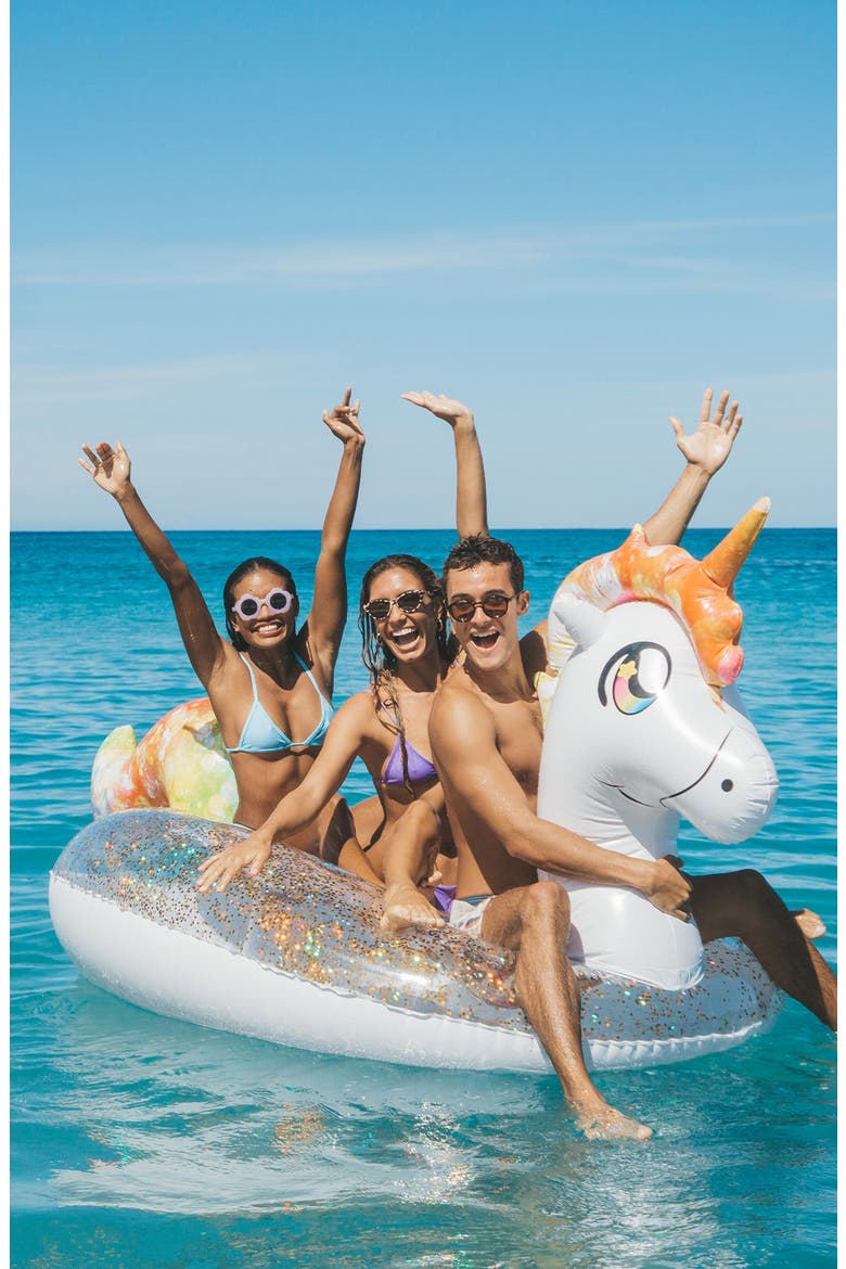 Extra Large Glitter Unicorn Float, Alternate, color, WHITE