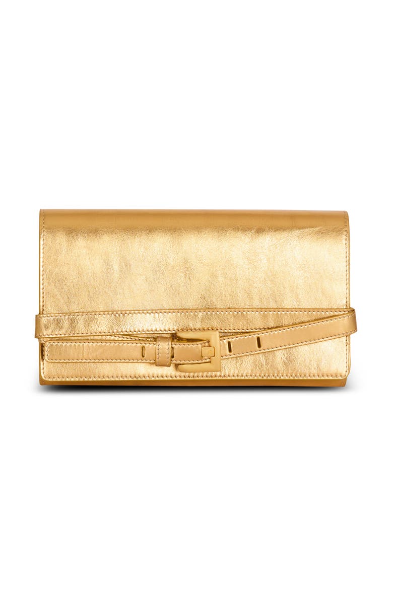 Balmain Shuffle Wallet in Lamb Leather, Main, color, Gold