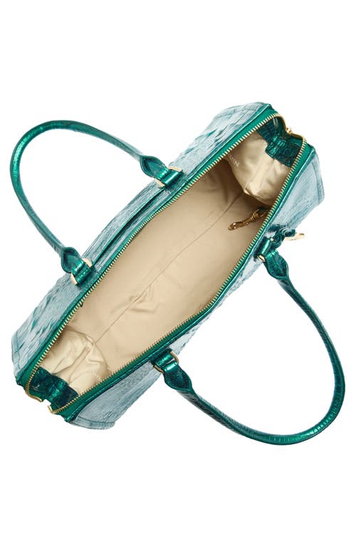 Brahmin Sophia Croc Embossed Leather Satchel In Green