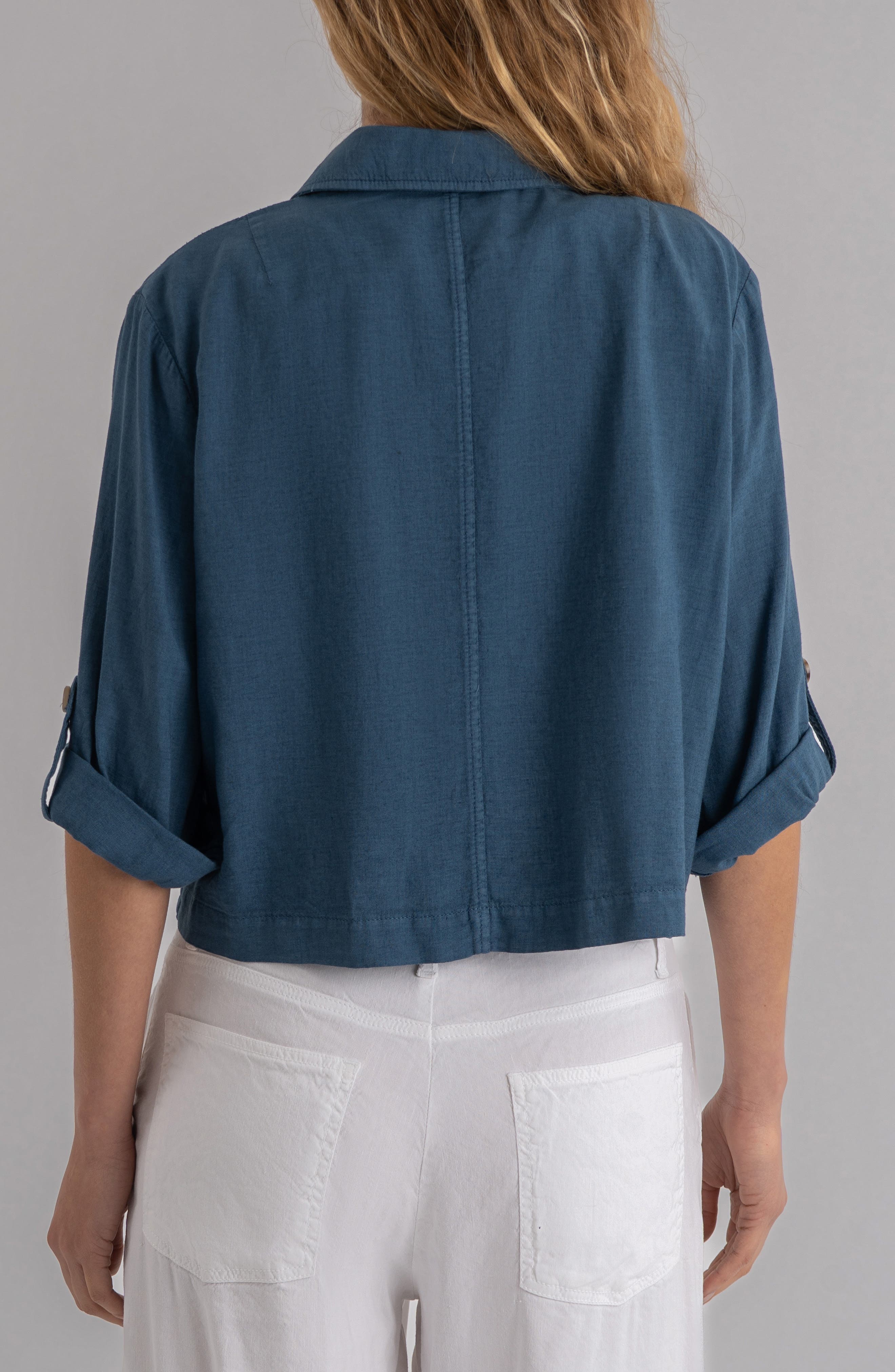 Женские куртки KUT from the Kloth Nadine Crop Open Front Linen Blend Jacket — фото 2