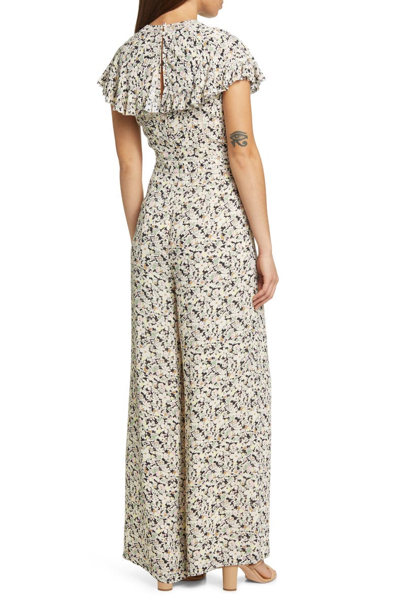 Ted Baker London Briggid Floral Cape Sleeve Jumpsuit, Alternate, color,