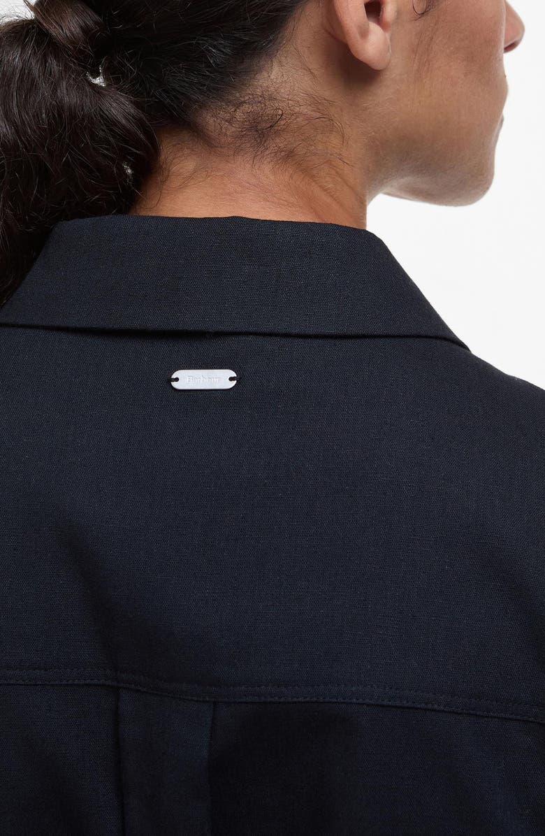 Barbour Birdie Cotton & Linen Maxi Shirtdress, Alternate, color, Black