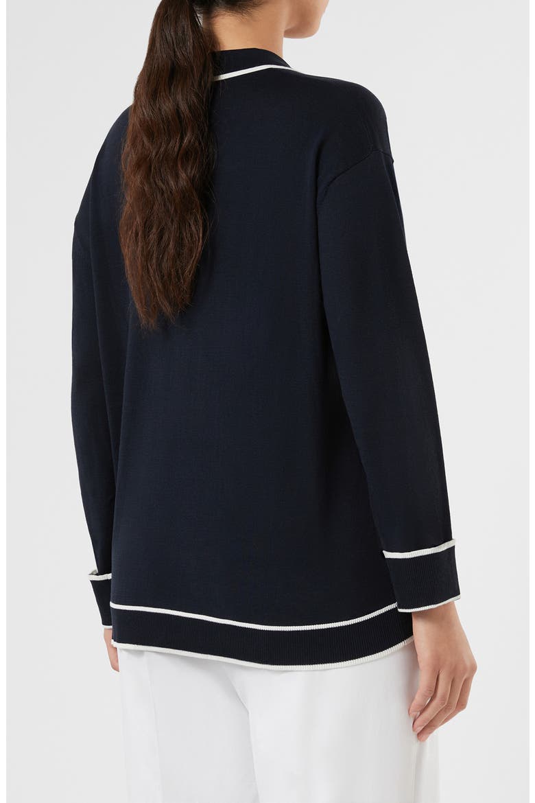 Ridente Contrast Silk & Cotton Sweater, Alternate, color, MIDNIGHT BLUE