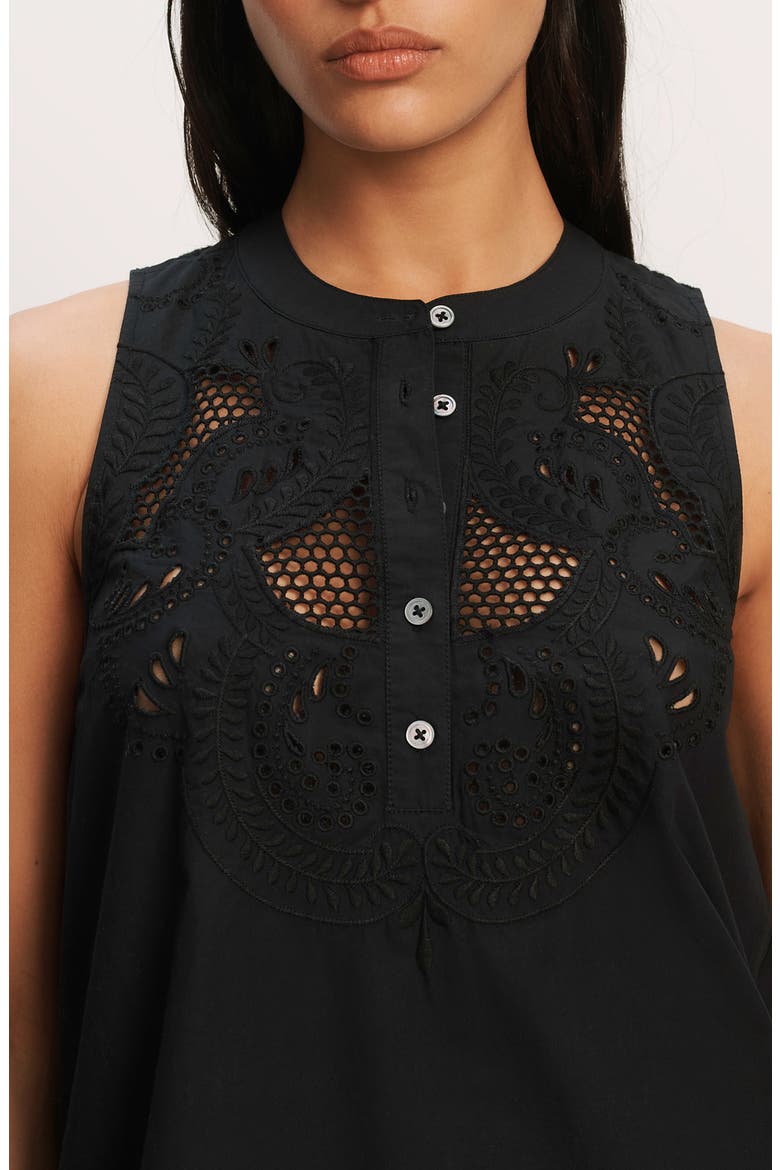 Haleem Embroidered Detail Sleeveless Cotton Shirtdress, Alternate, color, BLACK