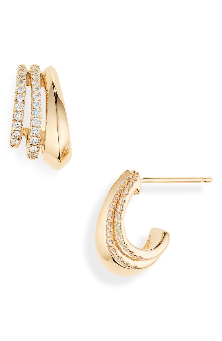 Dana Rebecca Designs Reese Brooklyn Triple Row Diamond Hoop Earrings, Main, color,