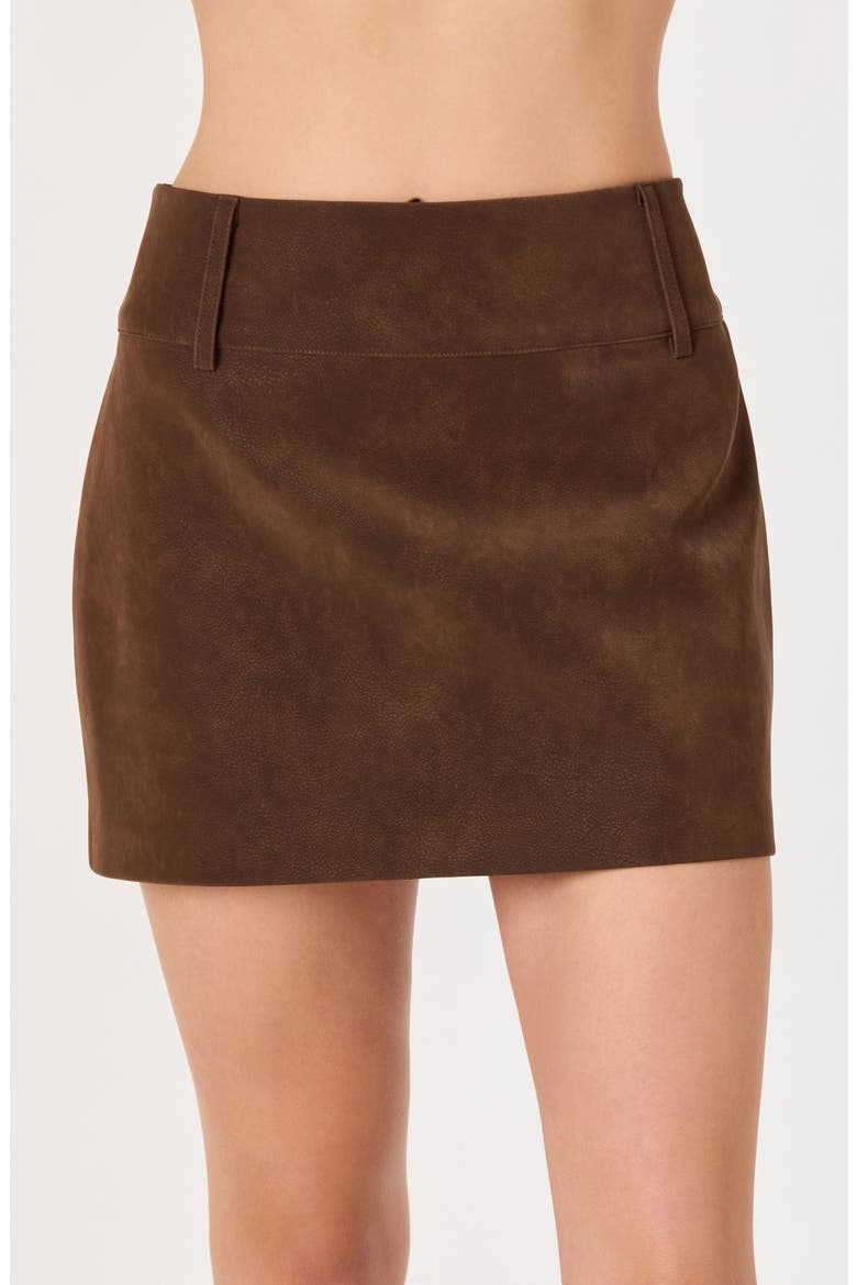 Arielle Faux Leather Skort, Alternate, color, BROWN