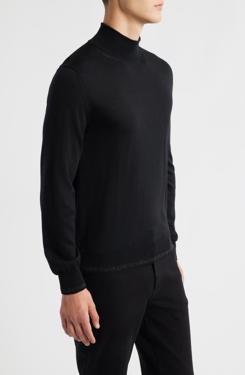 Canali Mock Neck Wool & Silk Blend Sweater, Alternate, color, Black