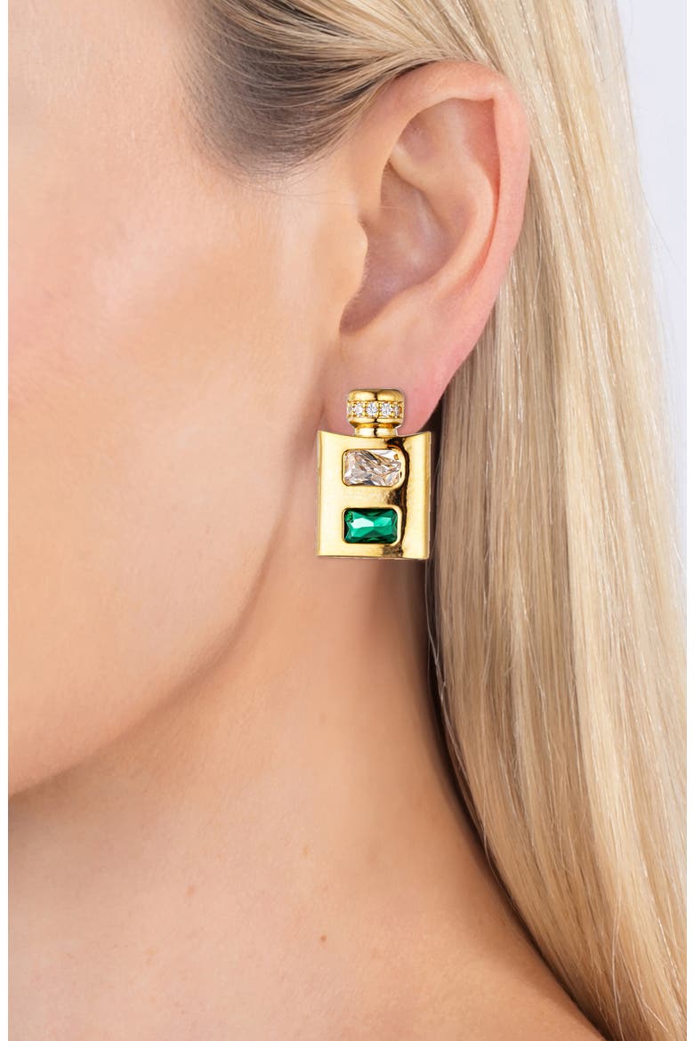 CZ Flask Stud Earrings, Alternate, color, GOLD