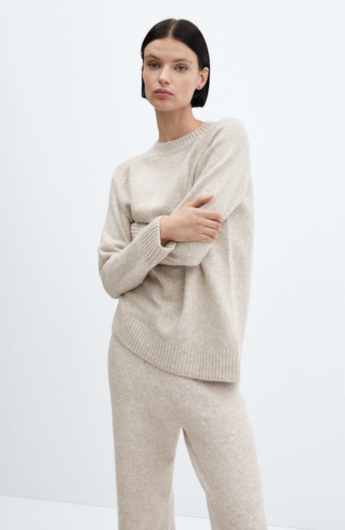 Mango Crewneck Raglan Sleeve Sweater In Neutral