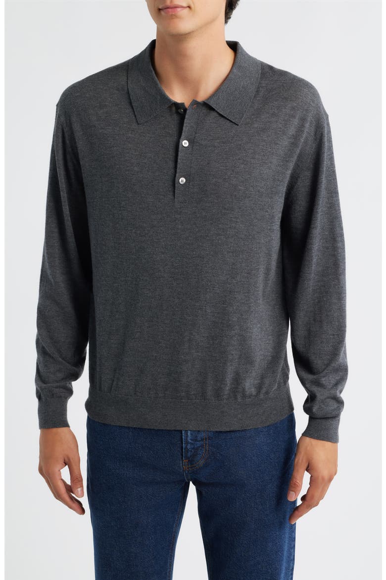 Superfine Merino Wool & Cashmere Polo Sweater, Main, color, GREY MELANGE