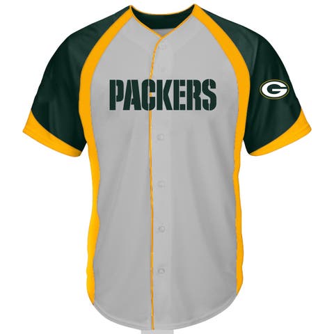 Men's Fanatics Gray Green Bay Packers Big & Tall Button-Up Raglan Fashion Top