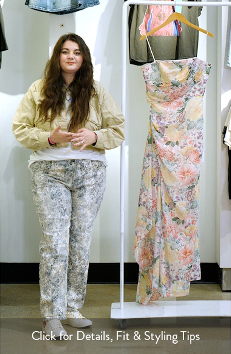 Lulu Metallic Floral Strapless Gown, sales video thumbnail