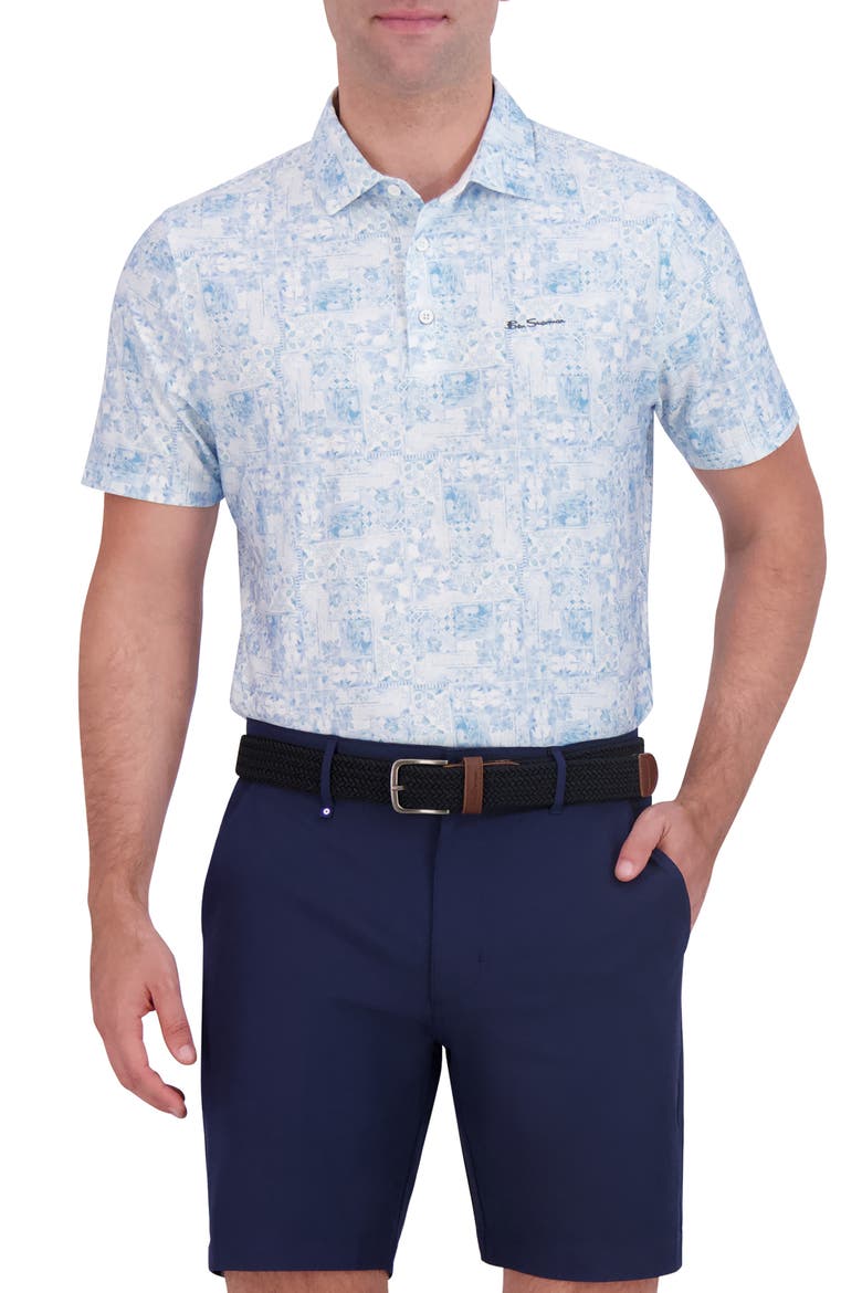 Collage Print Stretch Tech Polo video