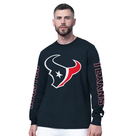 Men's Starter Navy Houston Texans Clutch Hit II Long-Sleeve T-Shirt
