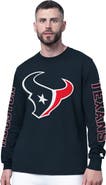 STARTER Men's Starter Navy Houston Texans Clutch Hit II Long-Sleeve T-Shirt