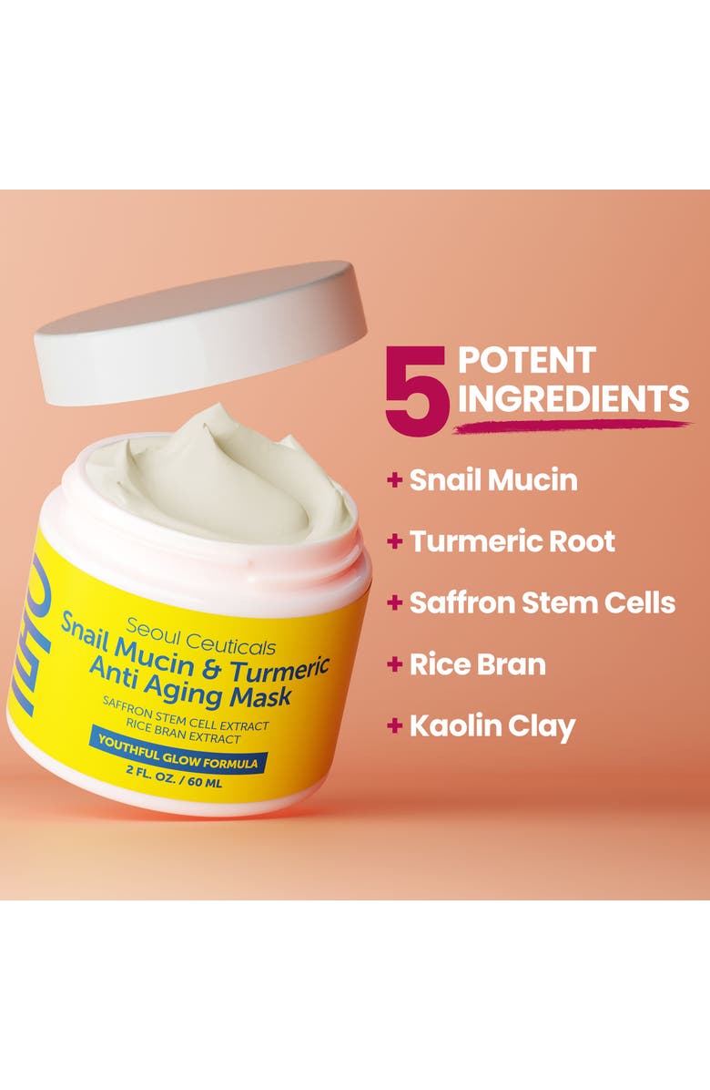 Seoul Ceuticals Korean Skincare Snail Mucin & Turmeric Anti Aging Mask, Alternate, color, Clear
