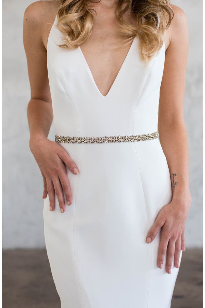 Calista Swarovski Crystal Sash, Main, color, GOLD