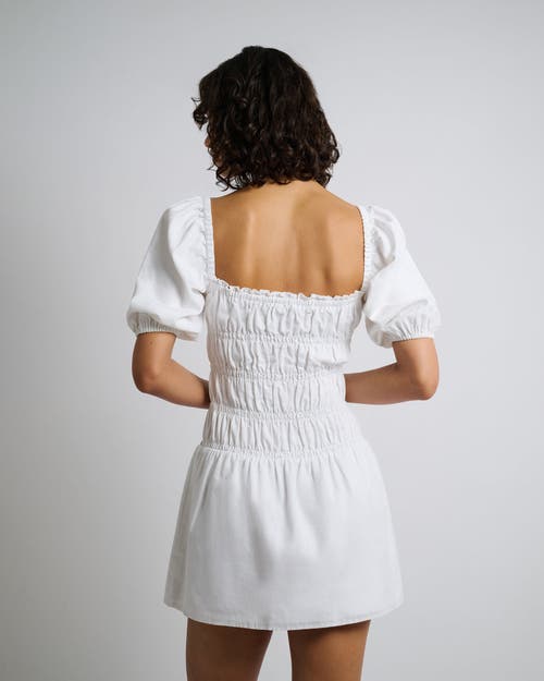 Onia Air Linen Smocked Mini Dress In White