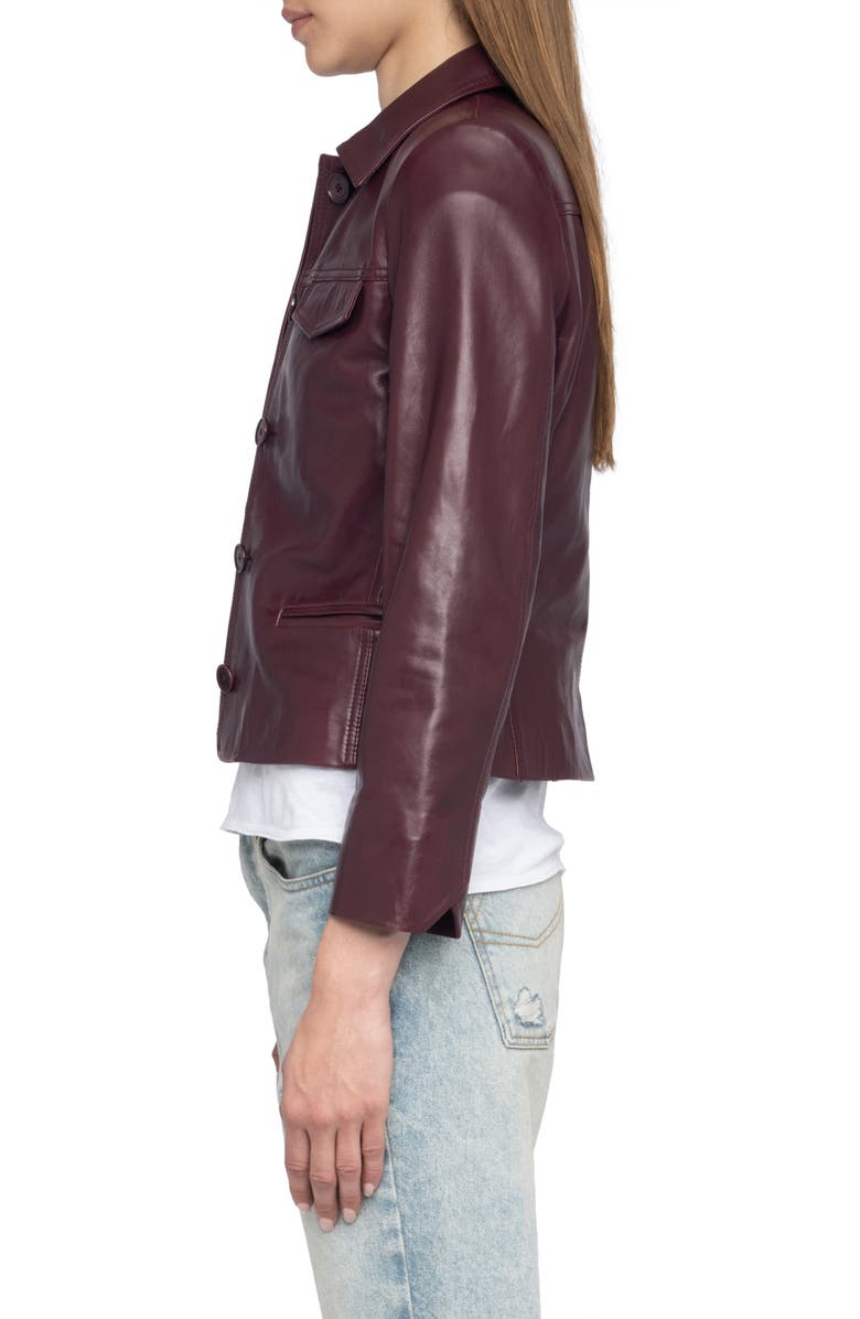 Zadig & Voltaire Liam Leather Jacket, Alternate, color, Burgundy