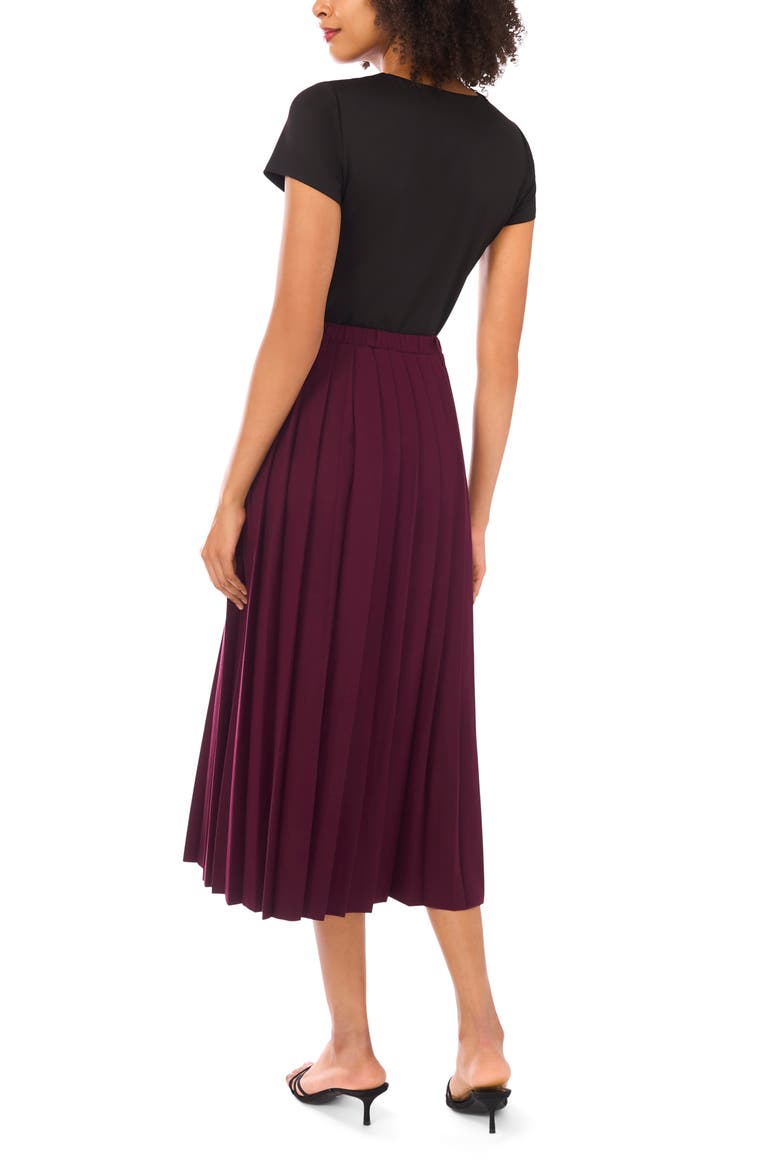 Pleated Midi Skirt, Alternate, color, WINE