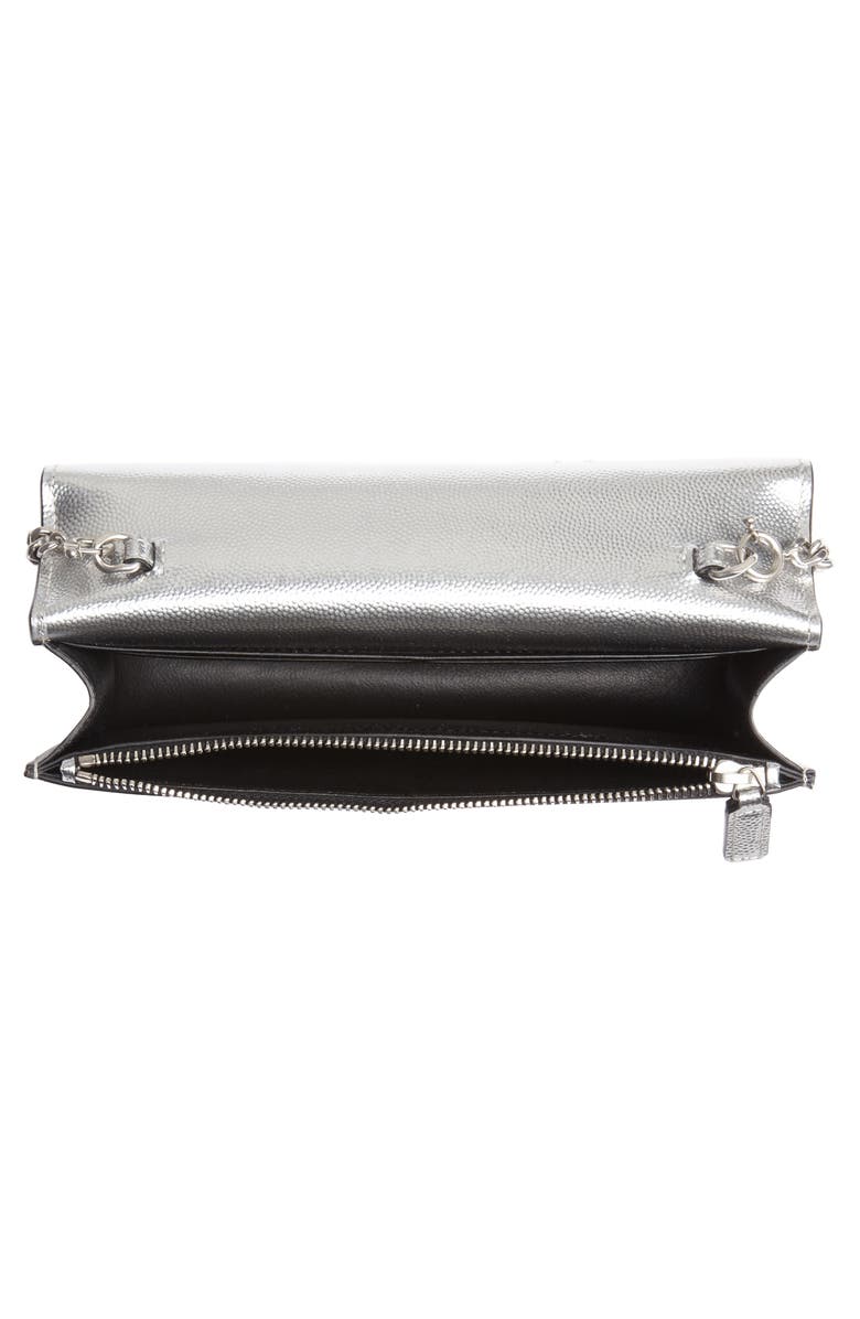 Saint Laurent Kate Metallic Leather Wallet on a Chain, Alternate, color, 