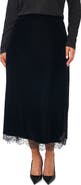 Halogen® Lace Trim Velvet Midi Skirt