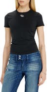 DIESEL® T-Uncutieslong-OD Metallic Oval D Cutout T-Shirt