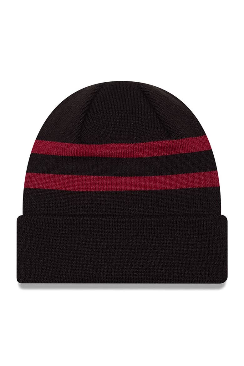 Men's New Era  Black/Cardinal Joe Gibbs Racing Cuffed Knit Hat, Alternate, color, Black
