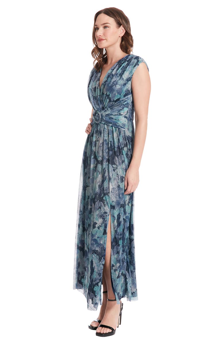 Maggy London Metallic Floral Maxi Dress, Alternate, color, 