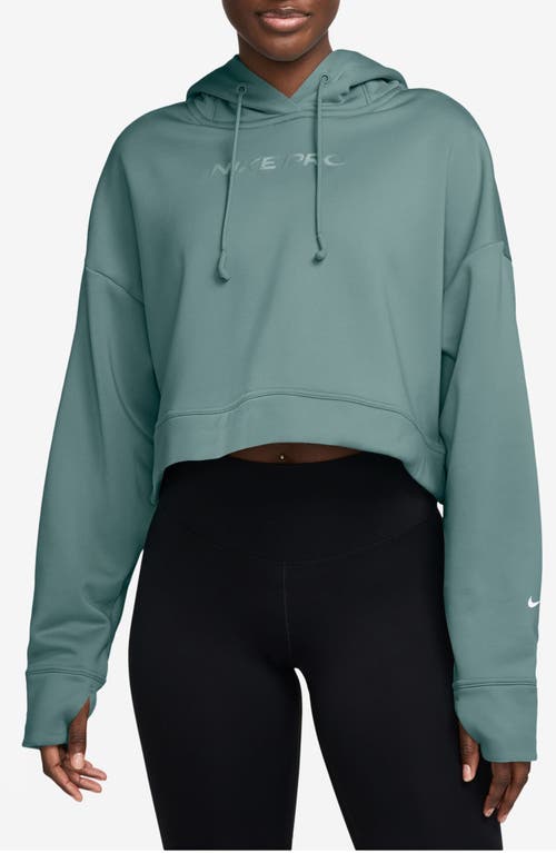 Nike Pro Therma-fit Crop Fleece Hoodie In Green