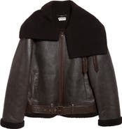 JW Anderson Belted Lambskin & Genuine Shearling Aviator Jacket