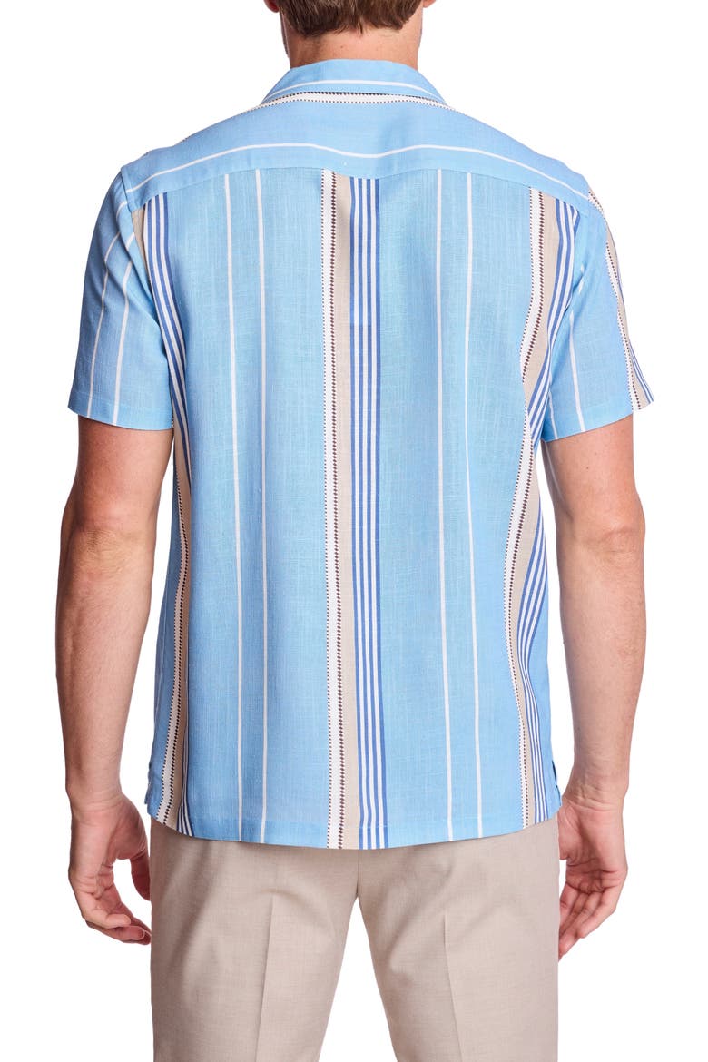 Stripe Linen Blend Camp Shirt, Alternate, color, SAND & SKY STRIPE