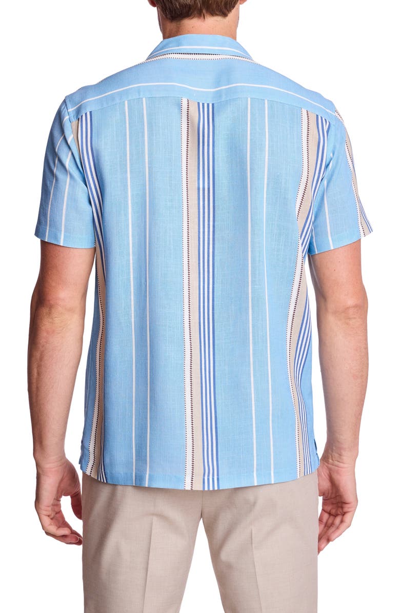 PAISLEY & GRAY Stripe Linen Blend Camp Shirt, Alternate, color, Sand & Sky Stripe