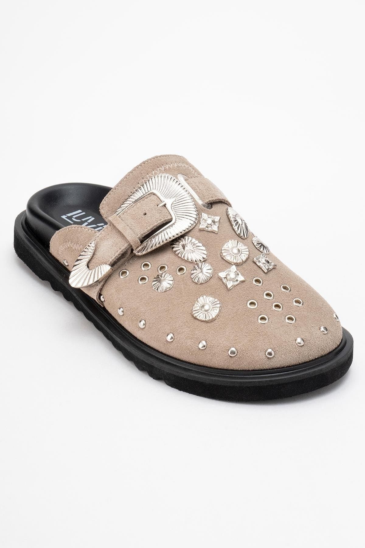 Maril Leather Buckle Sandal, Alternate, color, Beige Leather