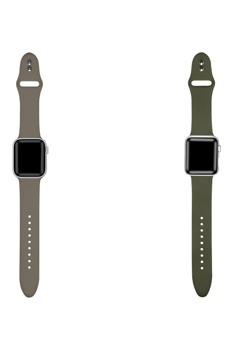 Assorted 2-Pack Silicone Apple Watch® Watchbands, Alternate, color, COFFEE/ GREEN