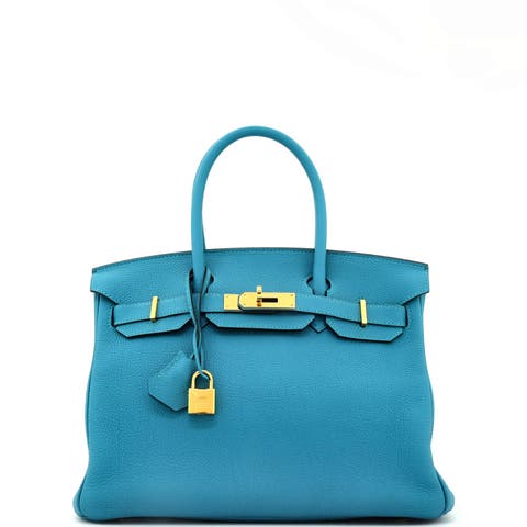 Birkin Handbag Blue Togo with Gold Hardware 30
