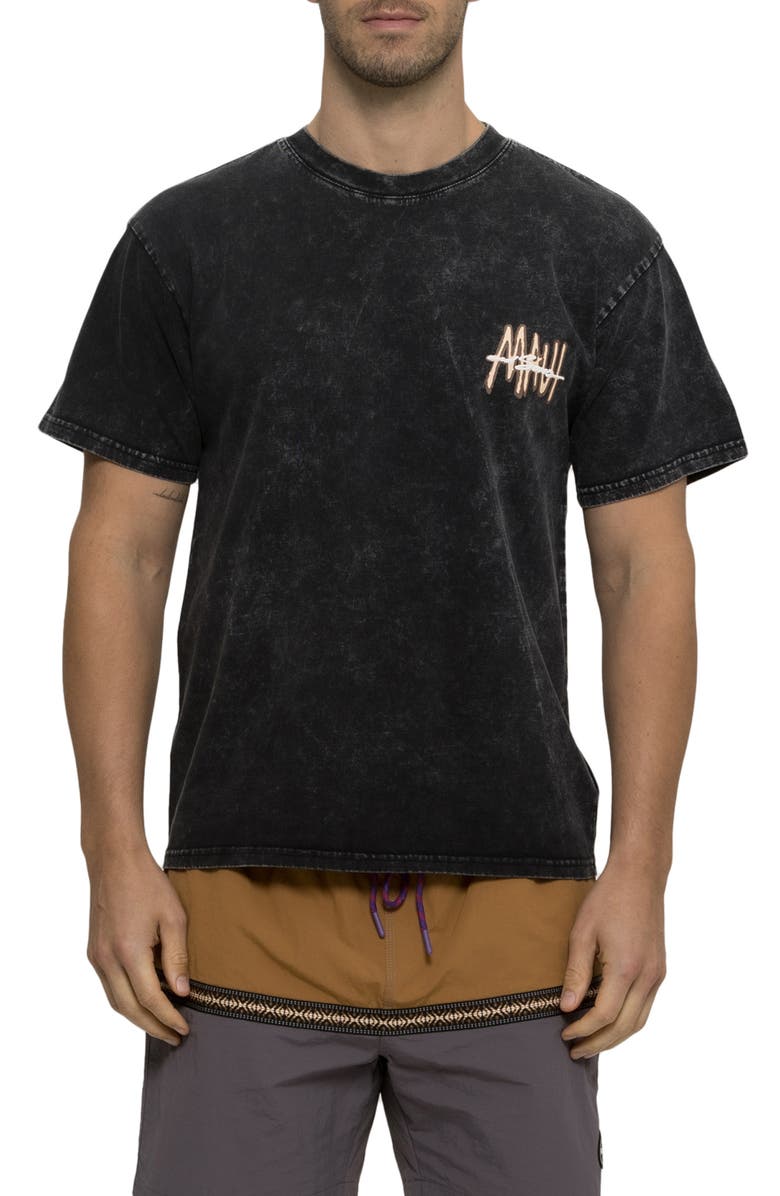 Maui & Sons Maui Tag Mineral Wash Cotton Graphic T-Shirt, Main, color, Black