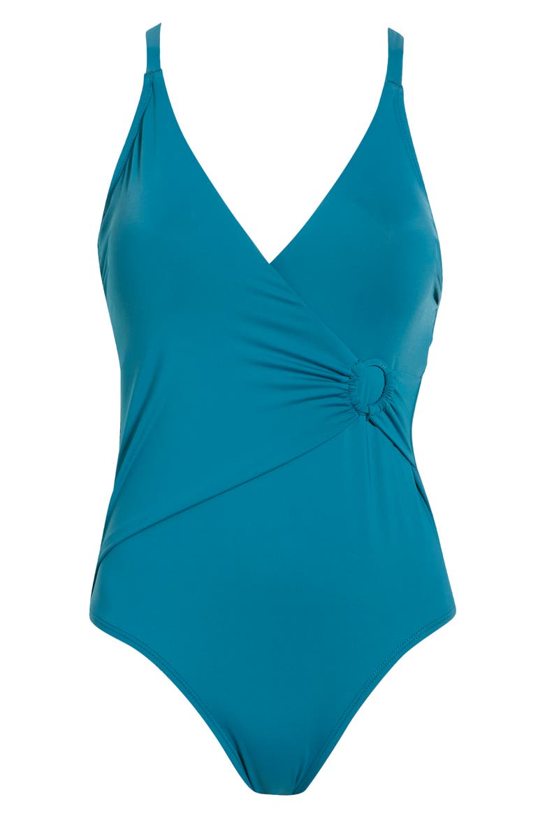Gina Surplice Underwire One-Piece Swimsuit, Alternate, color, DEPTHS