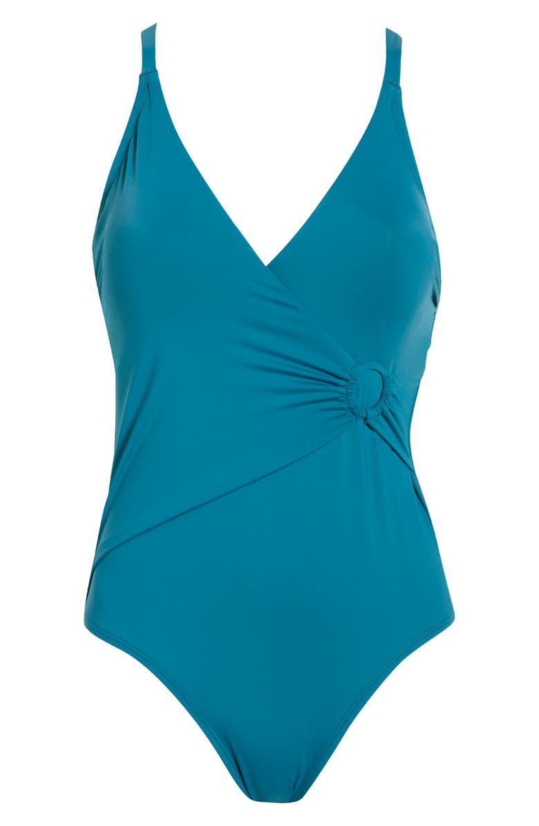 JANTZEN Gina Surplice Underwire One-Piece Swimsuit, Alternate, color, Depths