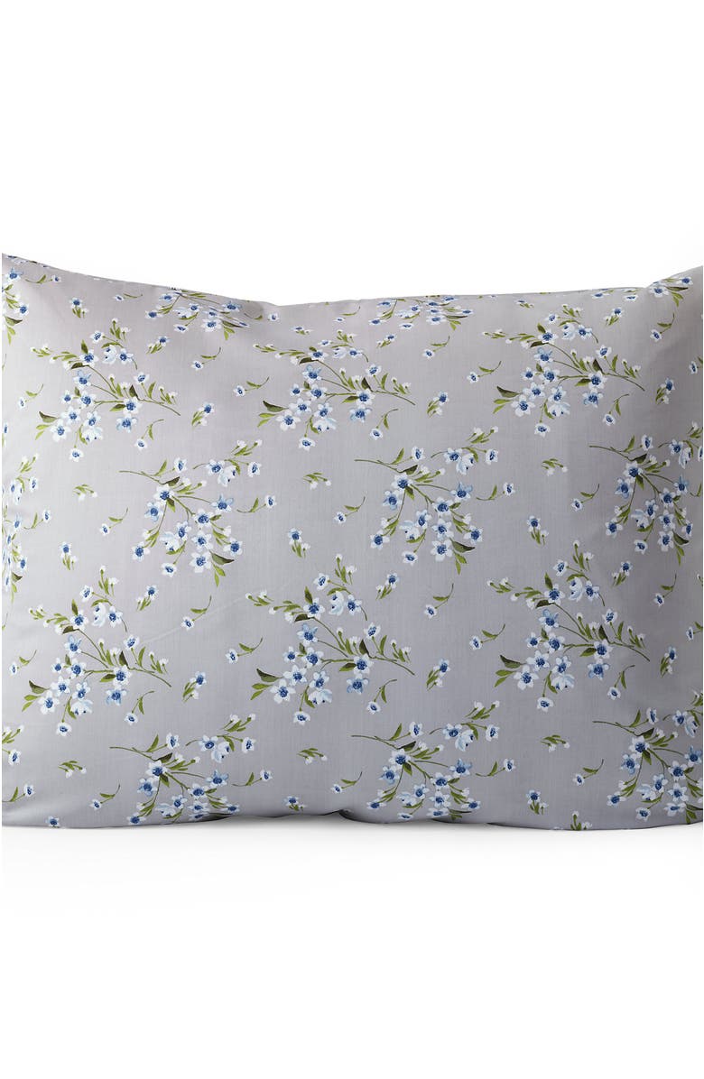 Lands' End 700 Thread Count Luxe Sateen Egyptian Cotton No Iron Bed Pillow Sham, Alternate, color, Light Fog Snow Drop Floral