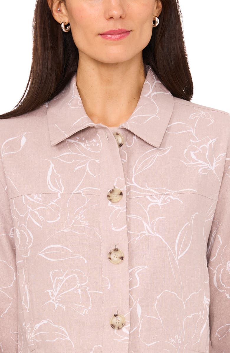 Halogen<sup>®</sup> Crop Linen Blend Jacket, Alternate, color, Oxford Beige Print