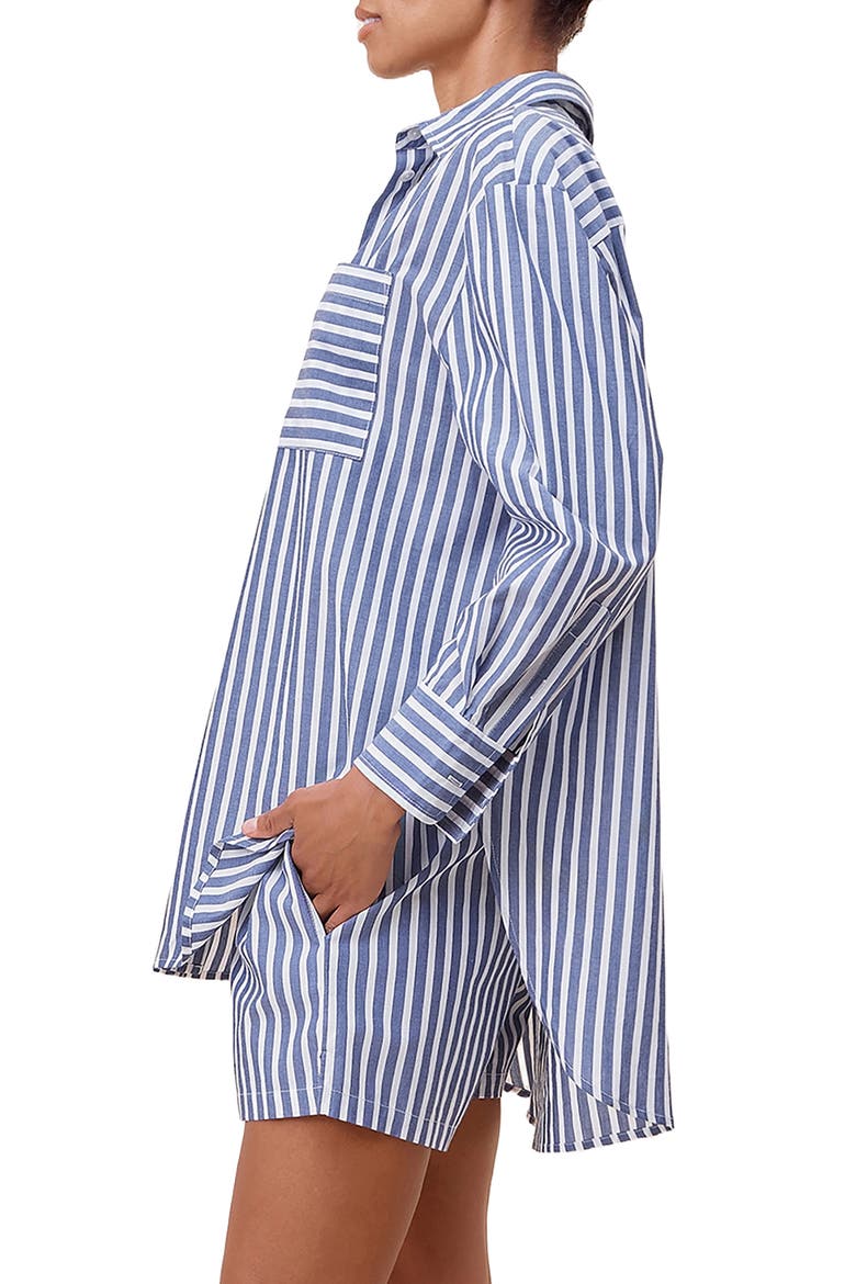 Stripe Cotton Pajamas, Alternate, color, BLUE/WHITE